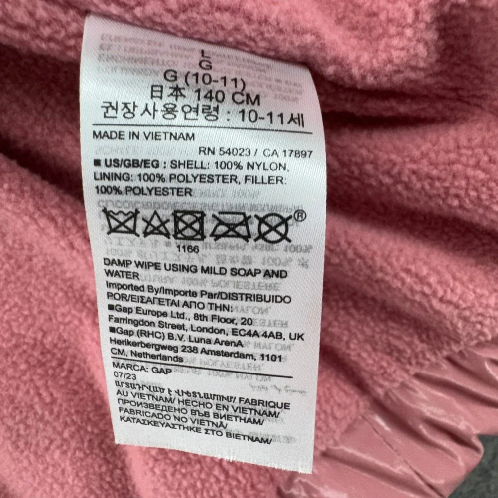 GAP Kids Girls Puffer Jacket Size L Pink Shiny Hooded Winter Coat Apres Ski Cozy